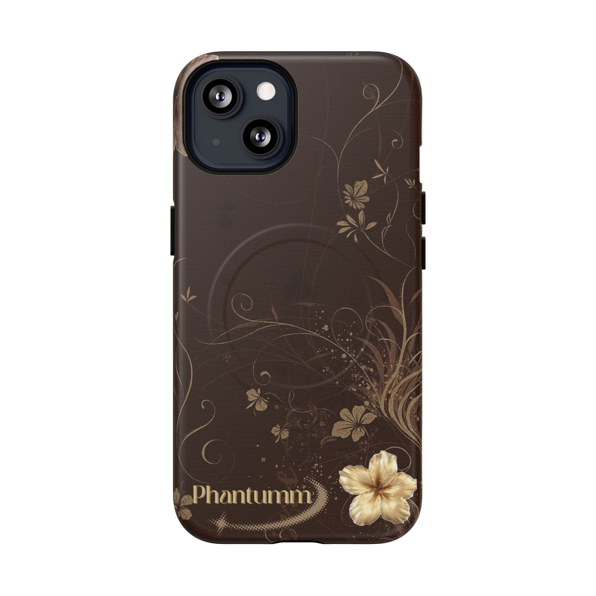 Floral Brown Tough Magnetic Phone Case — 'Phantumm' Decorative Protective Cover